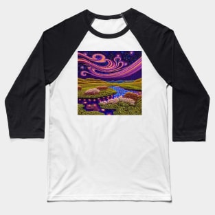 Abstract Aurora with river reflections Baseball T-Shirt